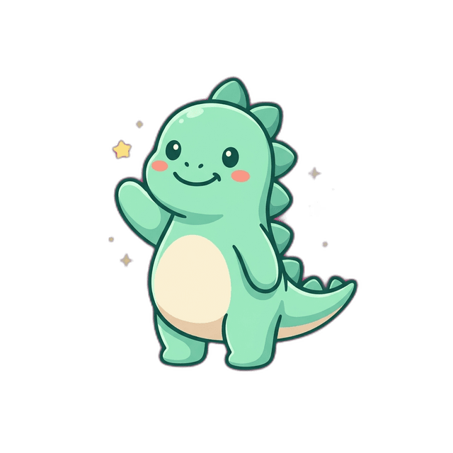 Tella the dinosaur waving